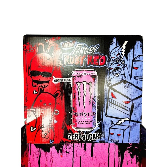 RARE Monster Energy Drink Promo Stand Anime Halloween Display Fantasy Ruby Red - Picture 8 of 11